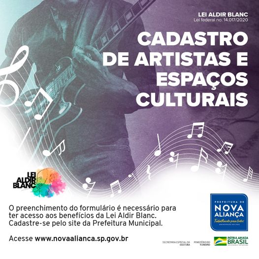 Cadastro de Artistas e Espaços Culturais - Prefeitura Municipal de Nova Aliança-SP