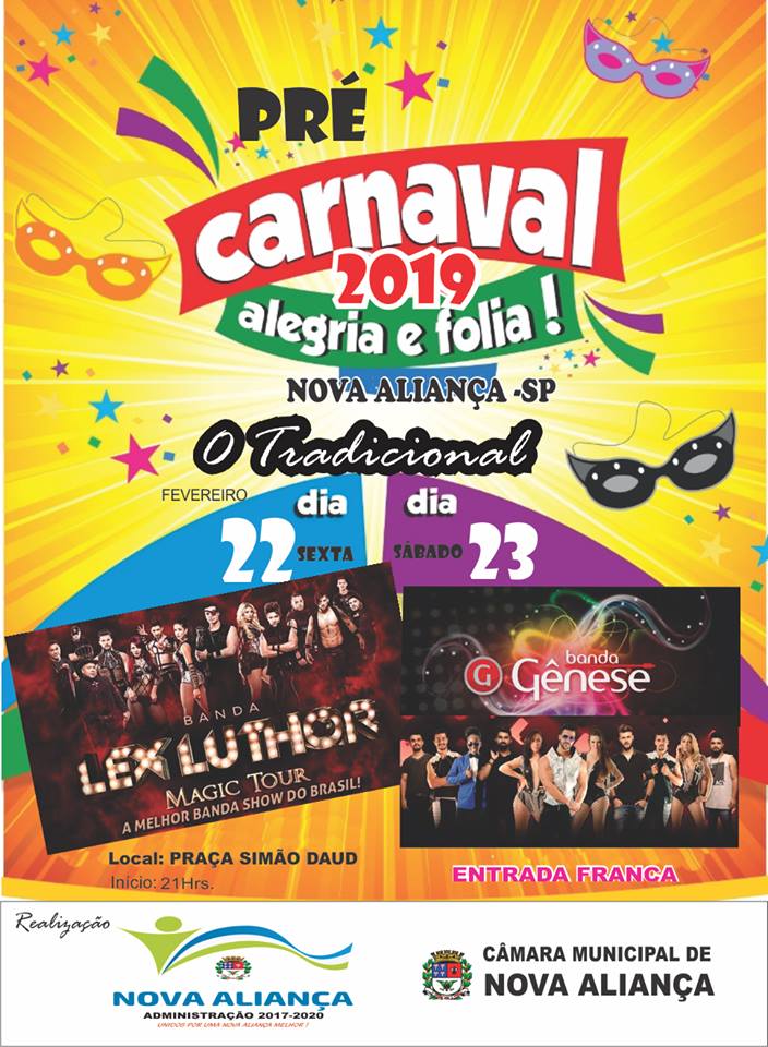 Pré Carnaval 2019 – Alegria e Folia - Prefeitura Municipal de Nova Aliança-SP