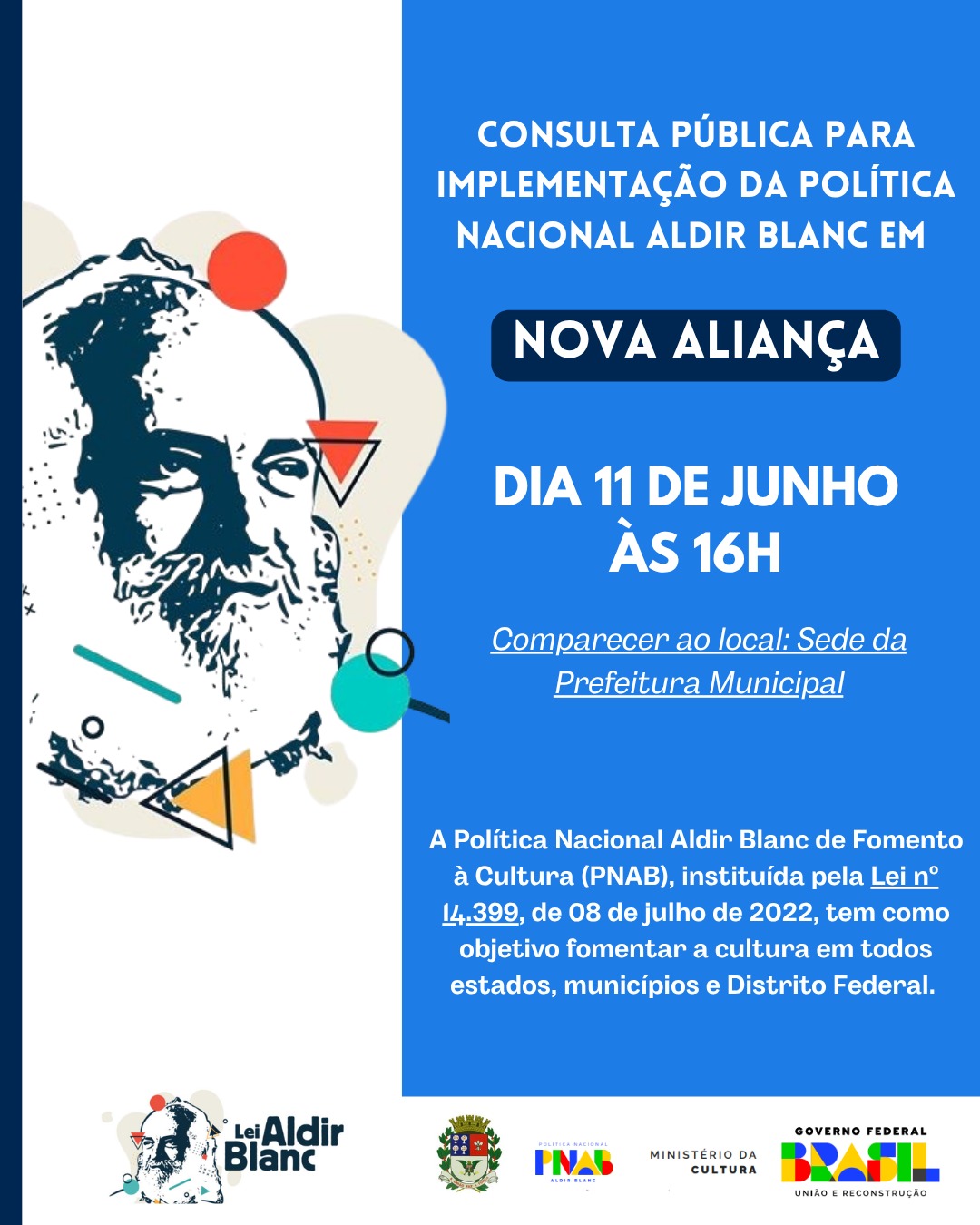 Comunicado Consulta Pública Aldir Blanc - Prefeitura Municipal de Nova Aliança-SP
